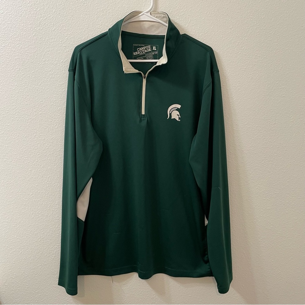 Michigan state quarter zip jacket green xl